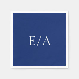 Minimal monogram enkel elegant marinblå bröllop pappersservett