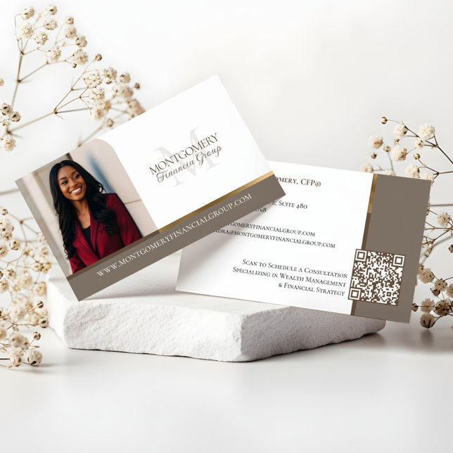 Minimal Monogram Finansiell Professionell Foto Lux Visitkort (Minimal Monogram Financial Professional Photo Lux Business Card)