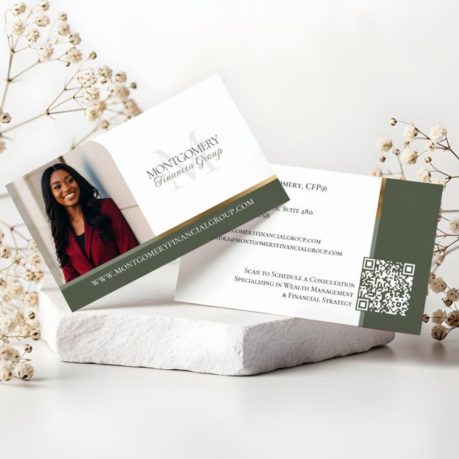 Minimal Monogram Finansproffs Foto Lyx Visitkort (Minimal Monogram Financial Professional Photo Lux Business Card)