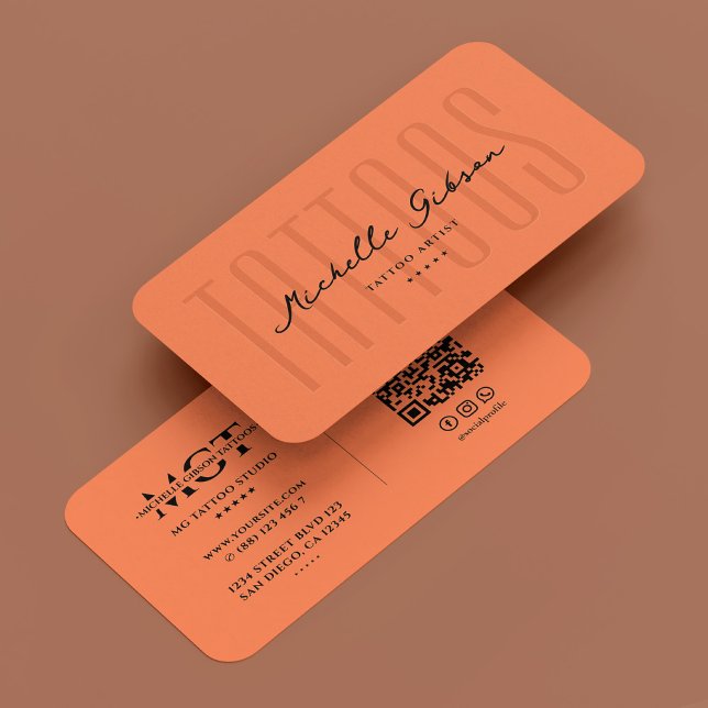 Minimal monogram för konstnärer Tattooist Coral Visitkort (Minimal Monogram Tattoo Artist Tattooist Coral Business Card
)