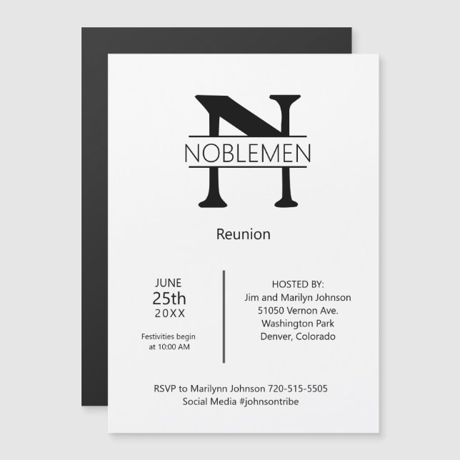 Minimal monogram för magnetisk familjerättning (Fram/baksida)