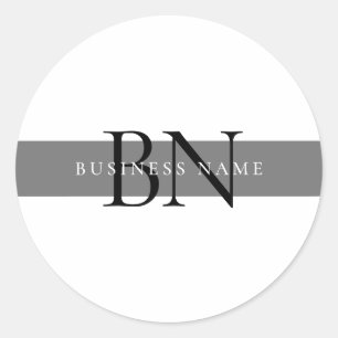 Minimal monogram för modern Grått Black Profession Runt Klistermärke