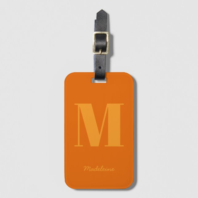 Minimal monogram - första Namn Bagagebricka (Framsida vertikal)