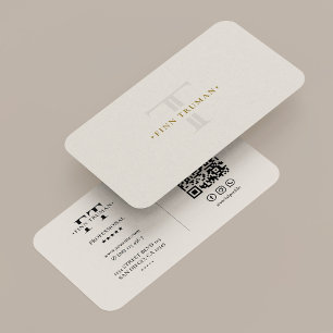 Minimal monogram FT logotyp sand beige professione Visitkort