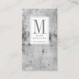 Minimal monogram Grått Marble Struktur Visitkort