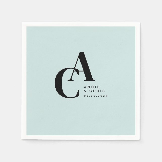 Minimal, Monogram, Handskriftsteckensnitt, Bröllop Pappersservett (Framsidan)