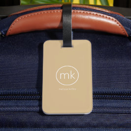 Minimal monogram initial neutral beige och vit bagagebricka