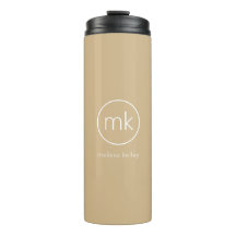 Minimal monogram initial Neutralt Beige & White
