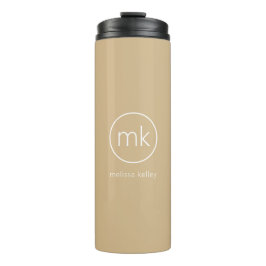 Minimal monogram initial Neutralt Beige & White