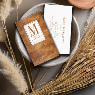 Minimal monogram karamel Brown Leather Struktur Visitkort