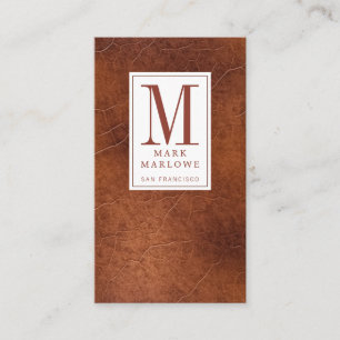 Minimal monogram kastanjabröd Struktur Visitkort