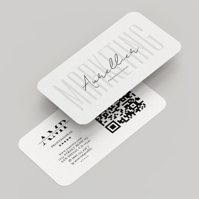 Minimal Monogram Marknadsföring Professionell Whit Visitkort (Minimal Monogram Marketing Professional White Business Card
)