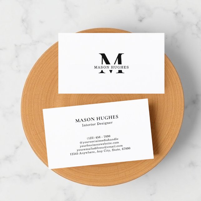 Minimal Monogram Professional Black and white Visitkort (Skapare uppladdad)
