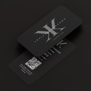 Minimal Monogram Professionell Logotyp K Black Grå Visitkort