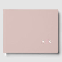 Minimal monogram rosa bröllop gäst bok