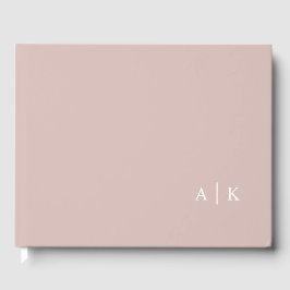 Minimal monogram rosa bröllop gäst bok