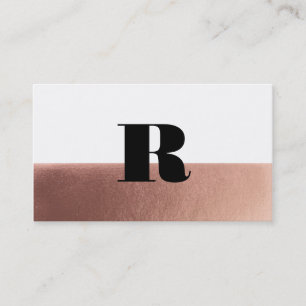 Minimal monogram roséguld svart visitkort
