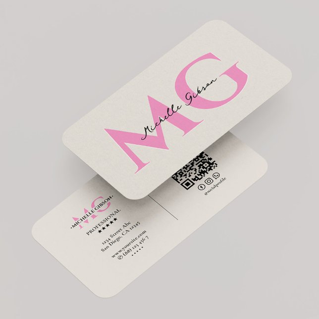Minimal Monogram Sand Pink Initials Beauty Visitkort (Minimal Monogram Sand Pink Initials Beauty Business Card)