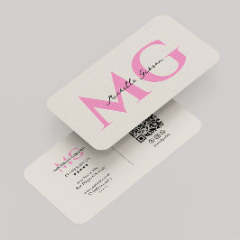 Minimal monogram sandpink initialer skönhet visitkort