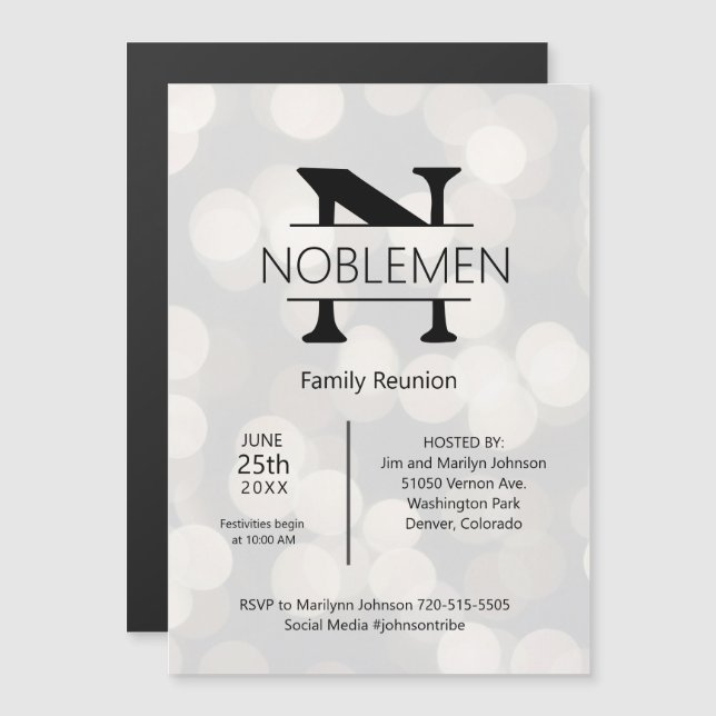 Minimal monogram Silver för magnetisk familjeåterf (Fram/baksida)