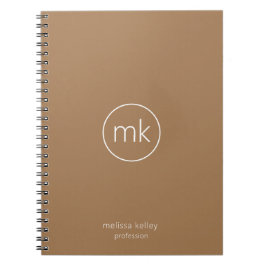 Minimal Monogram - startvit & Beige Anteckningsbok