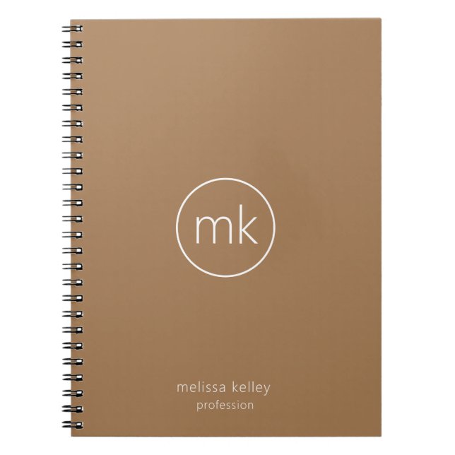 Minimal Monogram - startvit & Beige Anteckningsbok (Framsidan)
