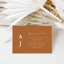 Minimal Monogram Terracotta Bröllop-detalj Tilläggskort