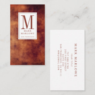 Minimal Monogram Terracotta Brown Leather Struktur Visitkort