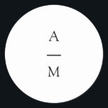 Minimal Monogram Trendig Chic Black White Bröllop Runt Klistermärke<br><div class="desc">Minimalistisk monogramfärgad Chic av Trendig Typografi Bröllop Classic Round Sticker in Black and White</div>