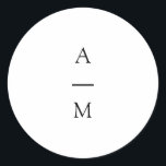 Minimal Monogram Trendig Chic Black White Bröllop Runt Klistermärke<br><div class="desc">Minimalistisk monogramfärgad Chic av Trendig Typografi Bröllop Classic Round Sticker in Black and White</div>