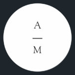 Minimal Monogram Trendig Chic Black White Bröllop Runt Klistermärke<br><div class="desc">Minimalistisk monogramfärgad Chic av Trendig Typografi Bröllop Classic Round Sticker in Black and White</div>