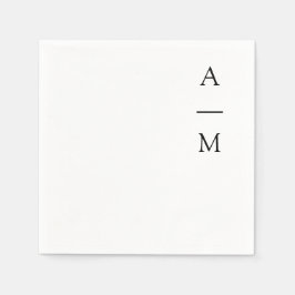 Minimal Monogram Trendig Chic Bröllop Black White Pappersservett