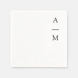 Minimal Monogram Trendig Chic Bröllop Black White Pappersservett