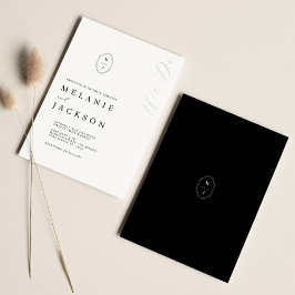Minimal Monogram-Vapensköld för svartvit Personlig Inbjudningar