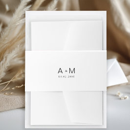 Minimal Monogram Vit Band För Inbjudningskort