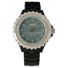 Minimal Monogram Watch featuring elegant green and Armbandsur