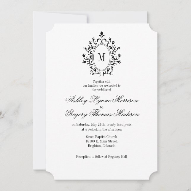 Minimal Monogram Wedding Invitation Inbjudningar (Framsida)