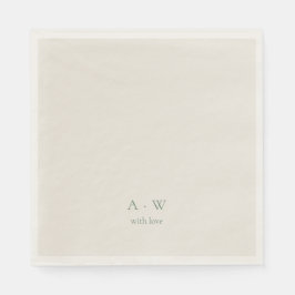 Minimal Monogram Wedding Napkins – with Love Pappersservett