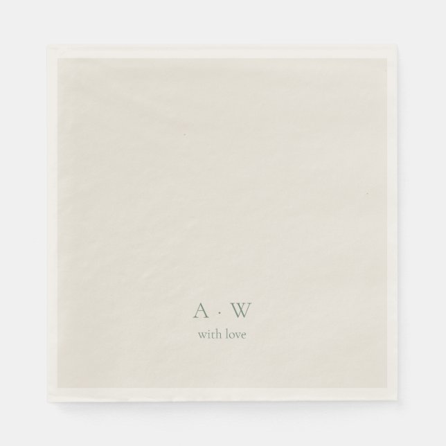 Minimal Monogram Wedding Napkins – with Love Pappersservett (Framsidan)