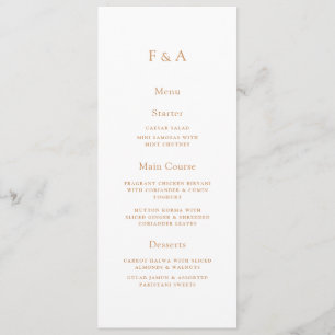 Minimal Monogram White Guld Muslim Bröllop Bord Meny