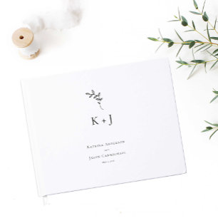 Minimal monogramfoto för elegant bröllop gästböcker