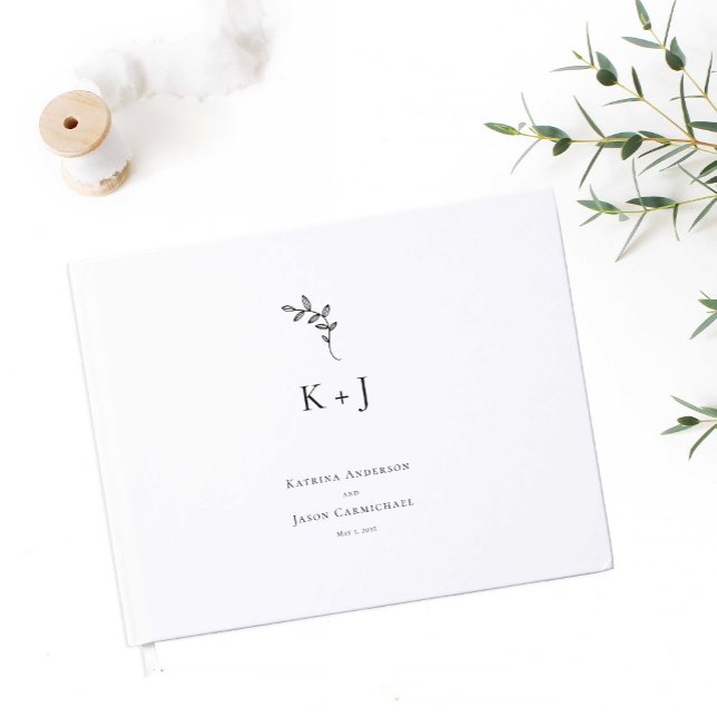 Minimal monogramfoto för elegant bröllop gästböcker (Skapare uppladdad)