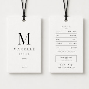 Minimal monogramkläder Prislapp Visitkort