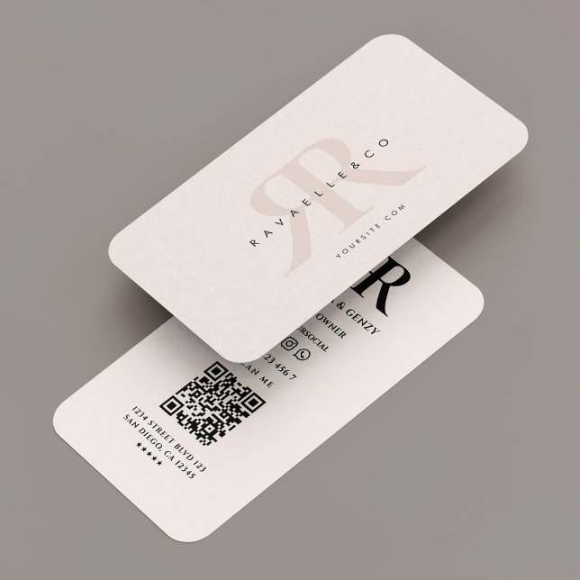 Minimal monogramLogotyp R Modern Pastel Rosa Visitkort (Minimal Monogram Logo R Modern Pastel Pink Business Card
)