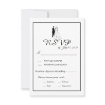 Minimal Monokrom Bröllops-RSVP-Kort