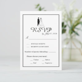 Minimal Monokrom Bröllops-RSVP-Kort OSA Kort