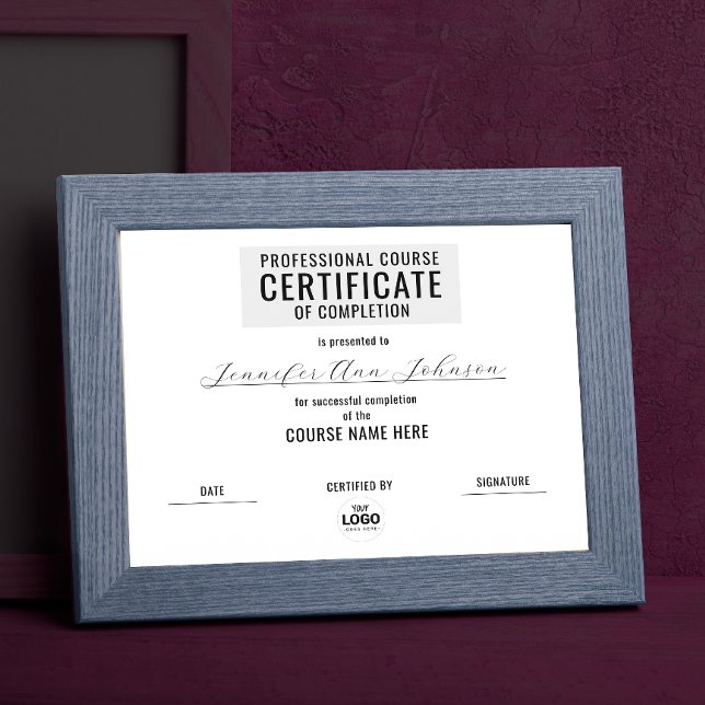 Minimal Monokrom Svart Vitt Certifikatpris (Skapare uppladdad)