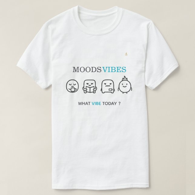 Minimal “Moods Vibes” Cute Line Art T-Shirt | Kali (Design framsida)