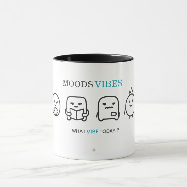 Minimal “Moods Vibes” Cute Line Art T-Shirt | Kali Mugg (Center)