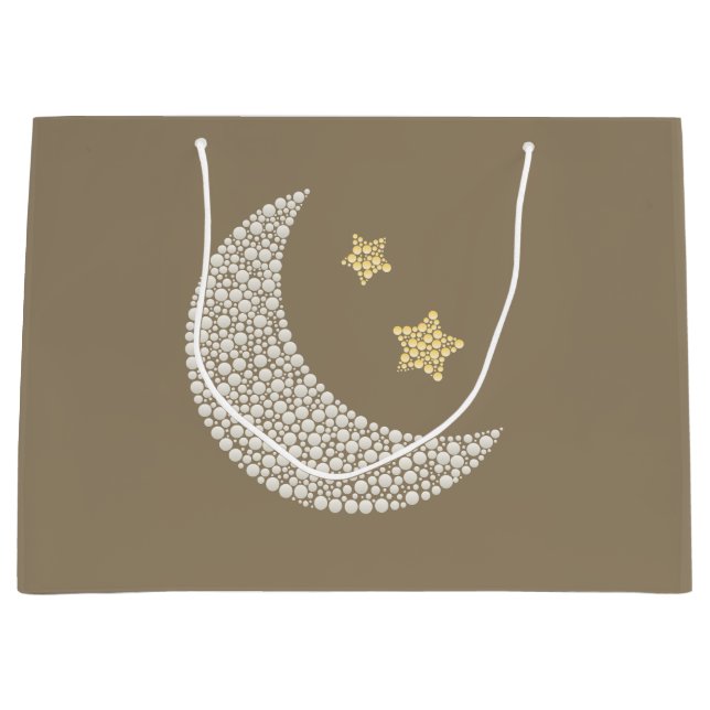 Minimal Moon & Gold Stars Celestial Large Gift bag (Framsidan)